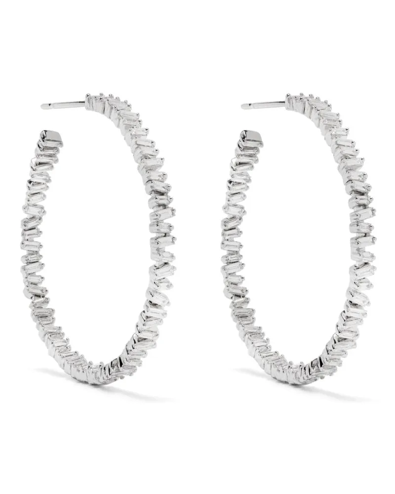 Suzanne Kalan 18kt Fireworks Goldcreolen mit Diamanten - Silber Silber