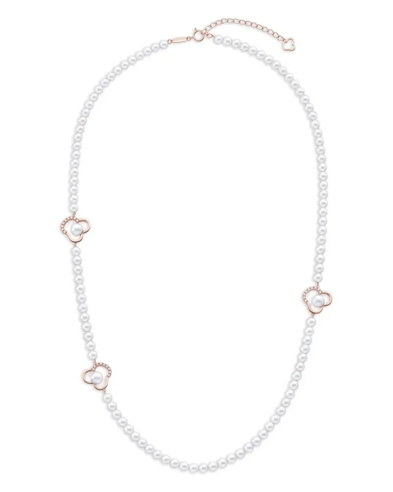 TASAKI 18kt Chants Rotgoldhalskette mit Akoya-Perle und Diamanten - Weiß Weiß