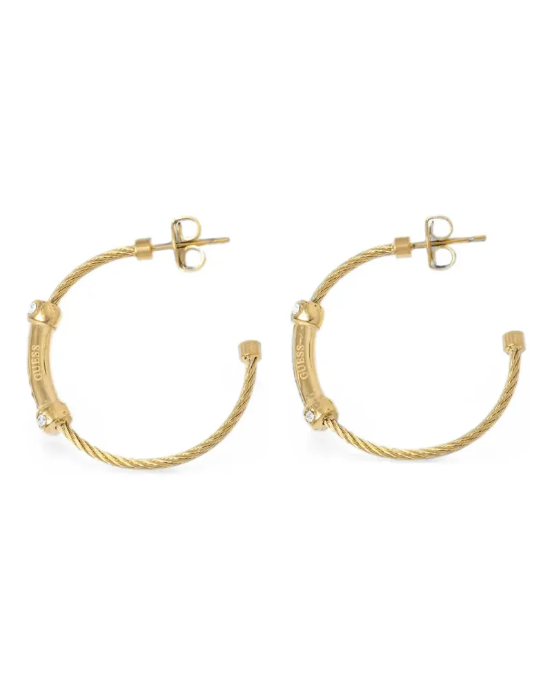 Guess crystal-embellished cable-link hoop earrings - Gold Gold