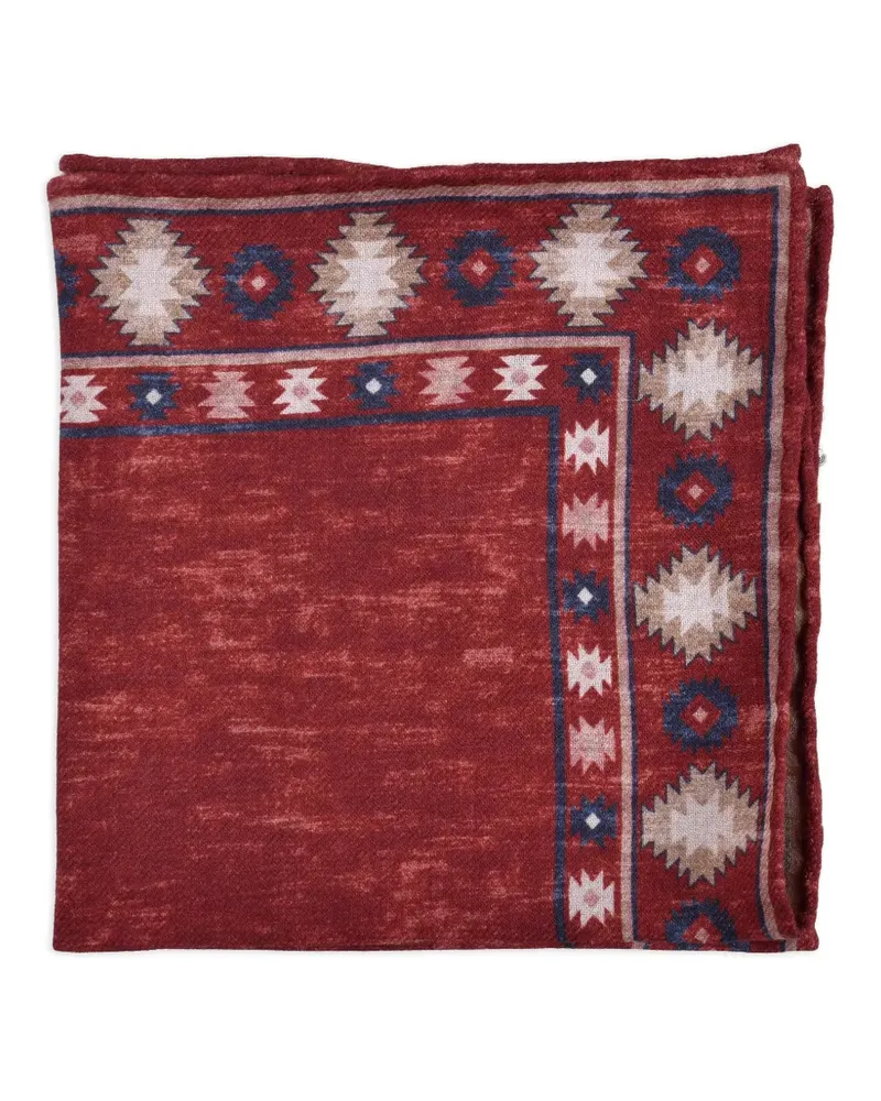 Brunello Cucinelli Einstecktuch mit geometrischem Rand - Rot Rot