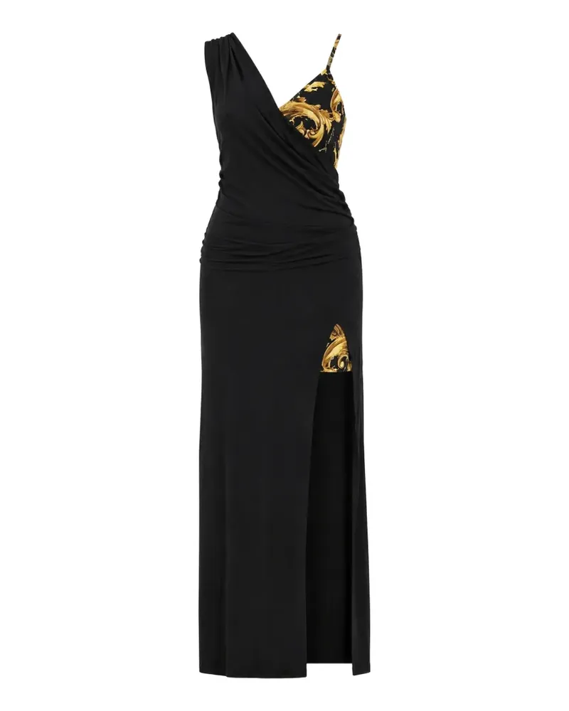 Versace Jeans Baroque-print draped maxi dress - Schwarz Schwarz