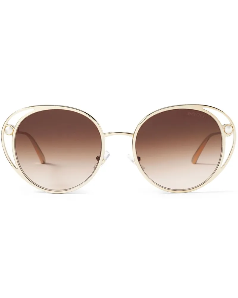 Jimmy Choo Angela Sonnenbrille mit rundem Gestell - Gold Gold