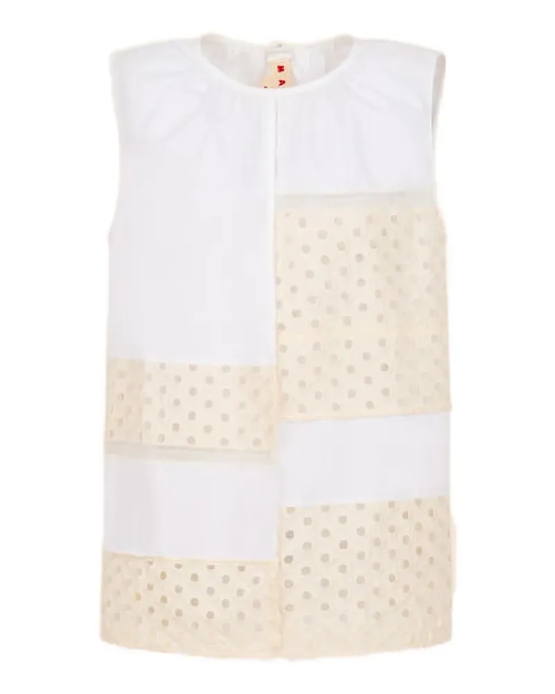 Marni Top mit Lochstickerei - Weiß Weiß
