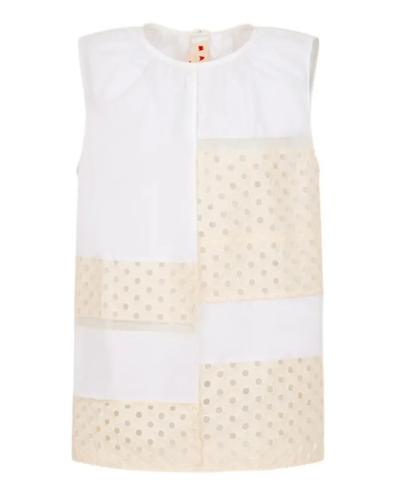 Marni Top mit Lochstickerei - Weiß Weiß