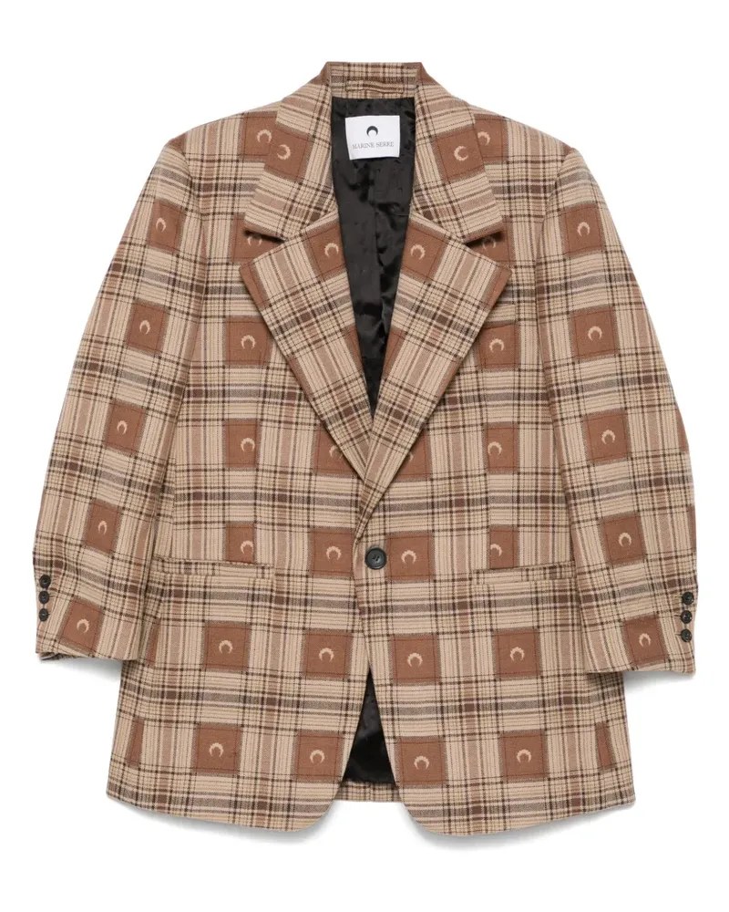 Marine Serre Karierter Jacquard-Blazer - Nude Nude