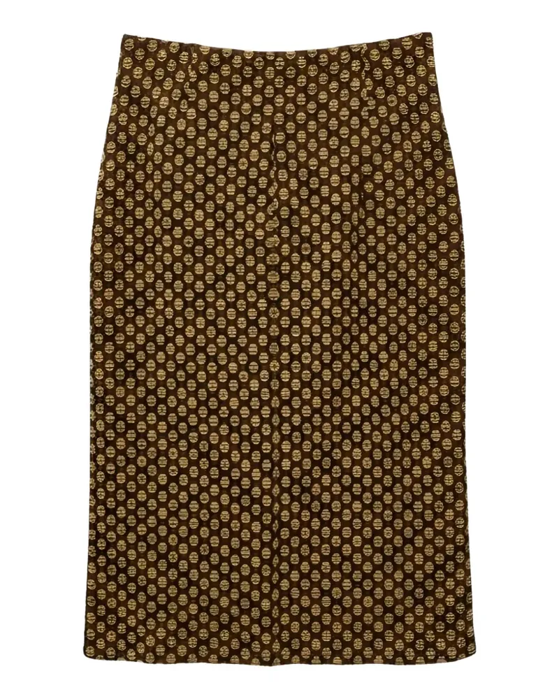 ODEEH geometric-pattern midi skirt - Braun Braun