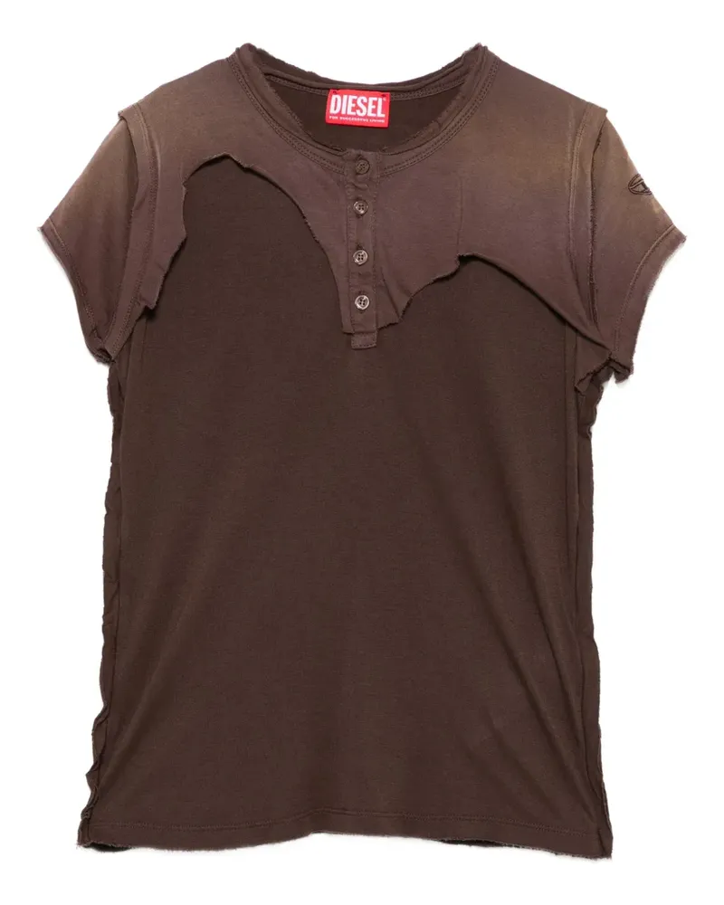 Diesel Henley-T-Shirt mit Knopfverschluss - Braun Braun
