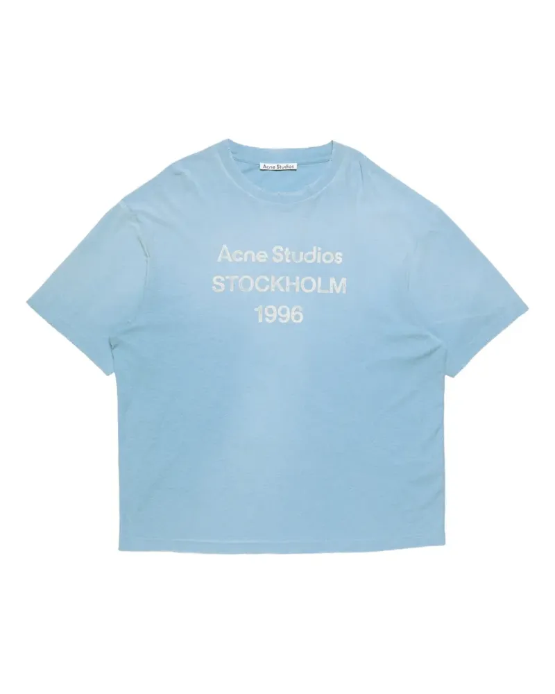 Acne Studios Sprayed 1996 logo-print distressed T-shirt - Blau Blau