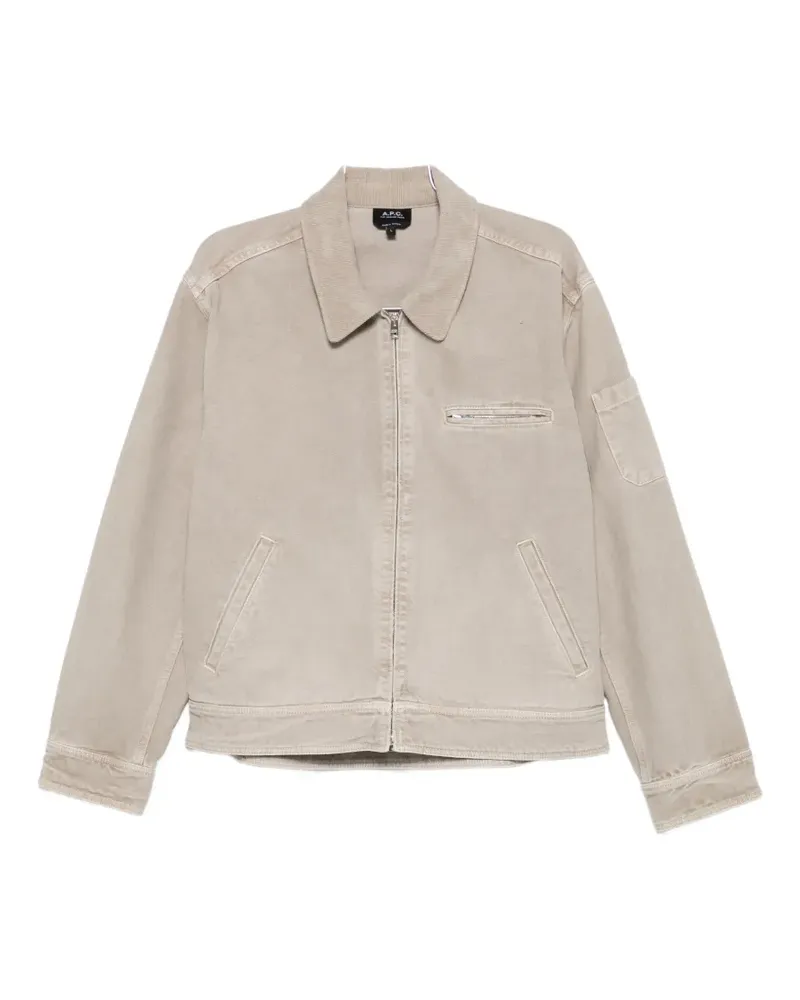 A.P.C. zip-up corduroy-collar jacket - Nude Nude