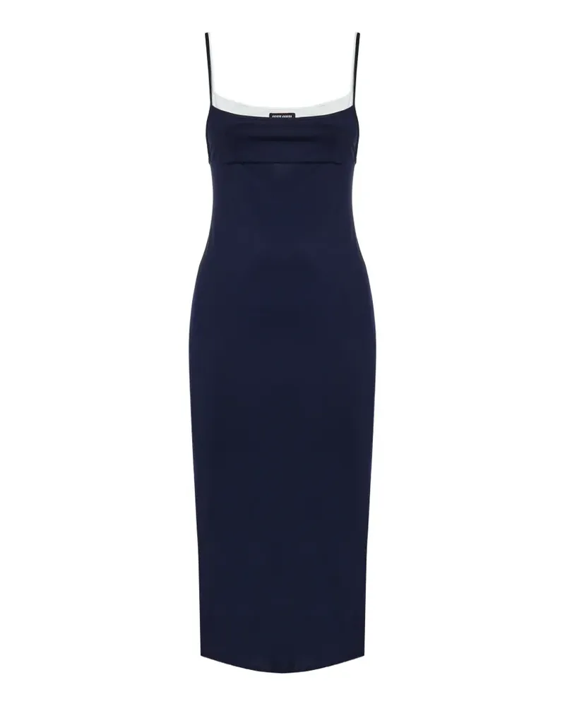 Miu Miu layered-effect square-neck midi dress - Blau Blau