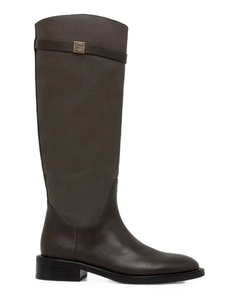 Coccinelle Kniehohe Pansy Stiefel mit Logo-Schild - Braun Braun