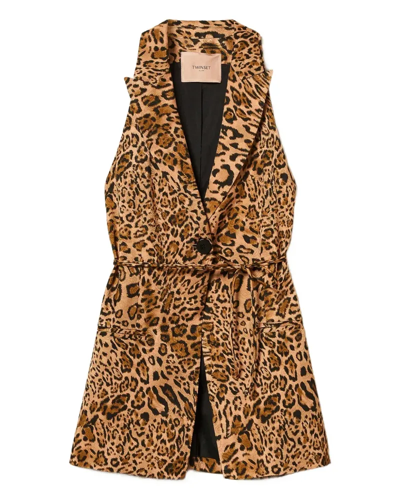 Twin-Set Weste mit Leoparden-Print - Braun Braun