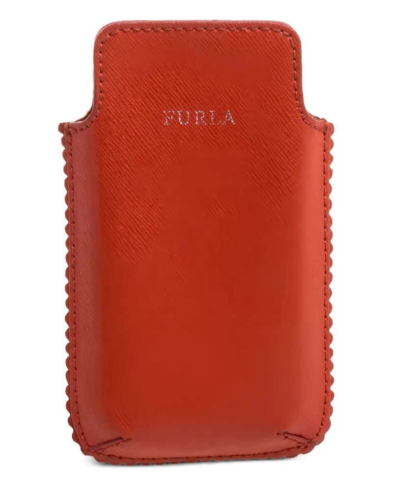 Furla Handyhülle aus Leder mit Wellensaum - Orange Orange