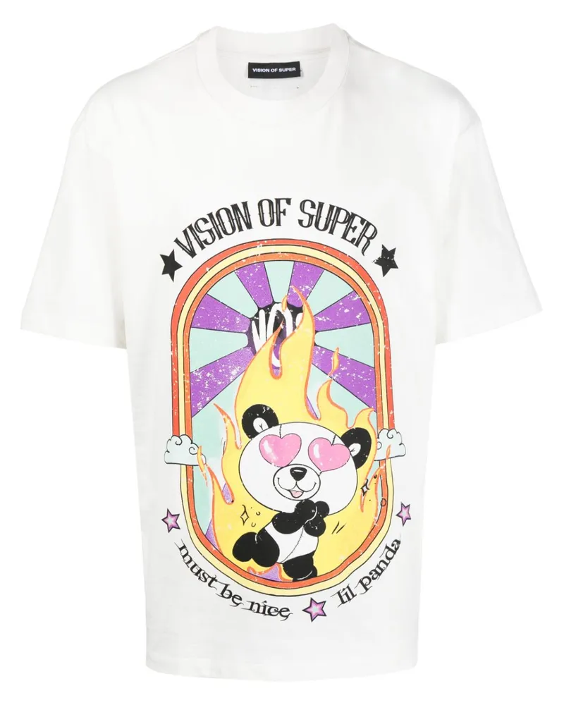 Vision Of Super In Love Panda T-Shirt Weiß