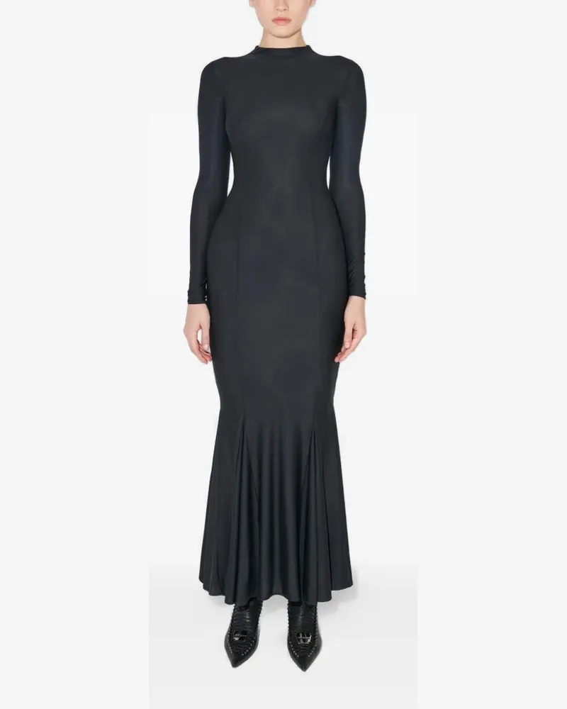 MISBHV Ausgestelltes Goth Maxikleid - Schwarz Schwarz