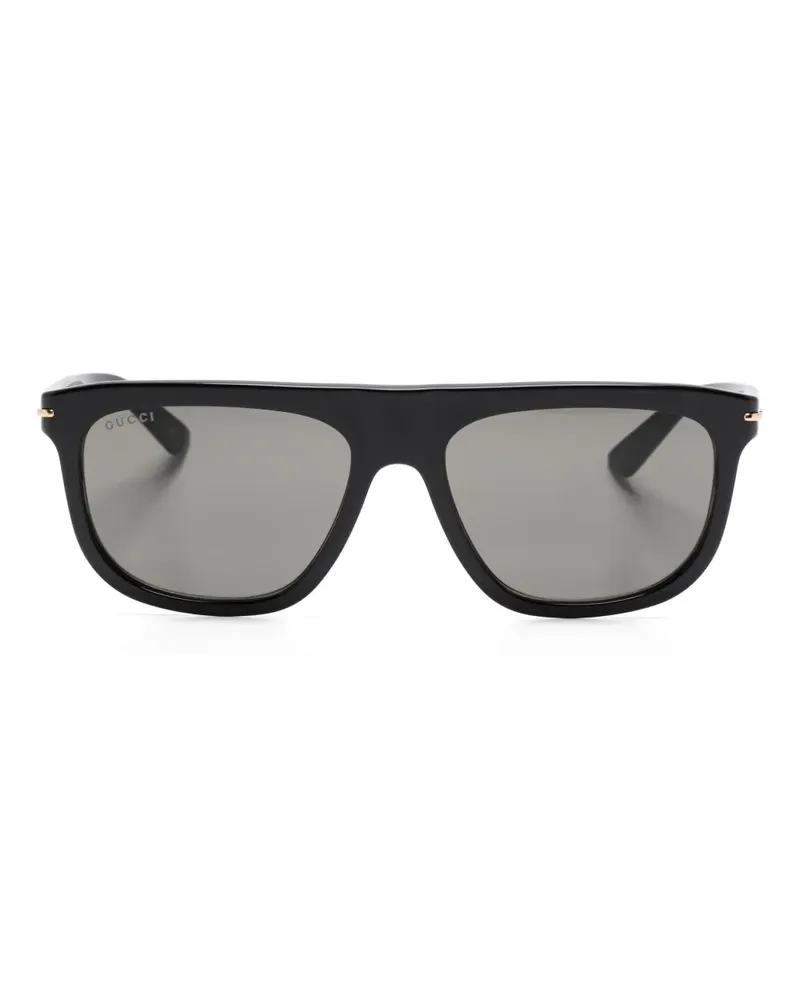 Gucci Sonnenbrille mit ovalem Gestell - Schwarz Schwarz