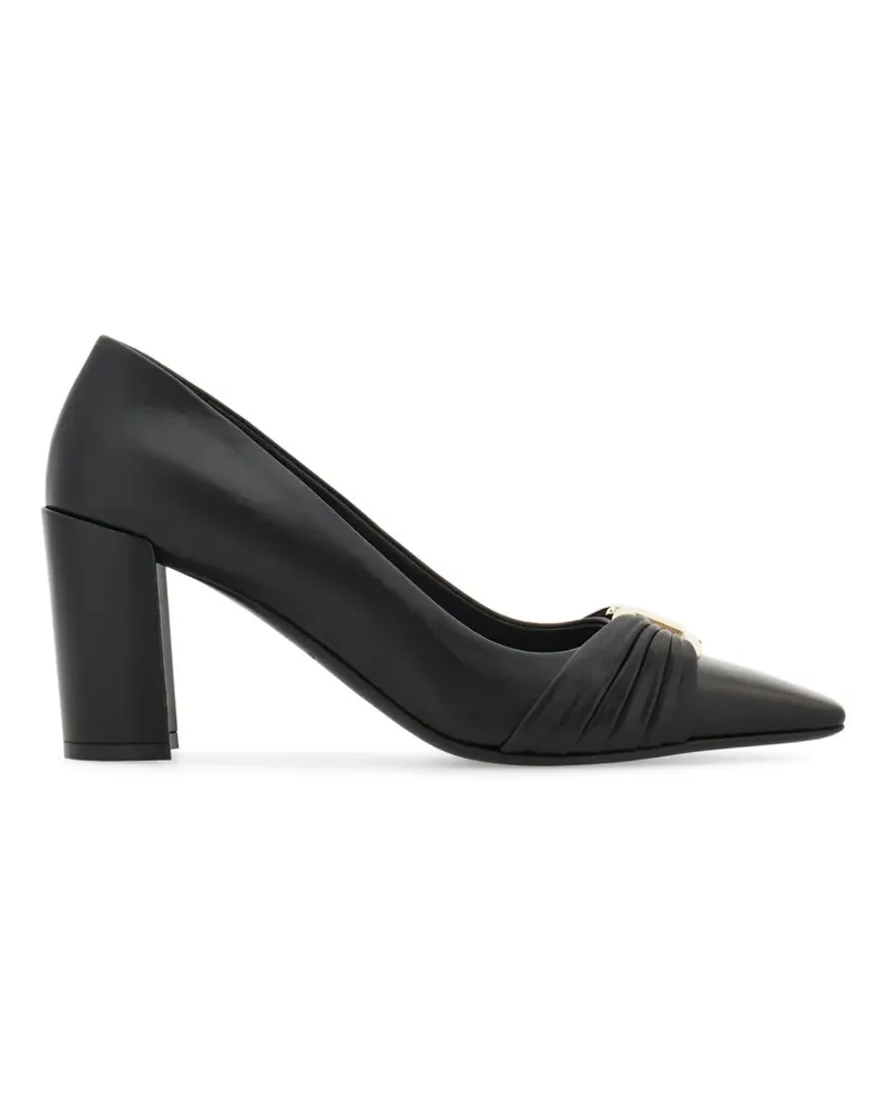 Ferragamo Pumps mit Blockabsatz und Gancini Ornament - Schwarz Schwarz
