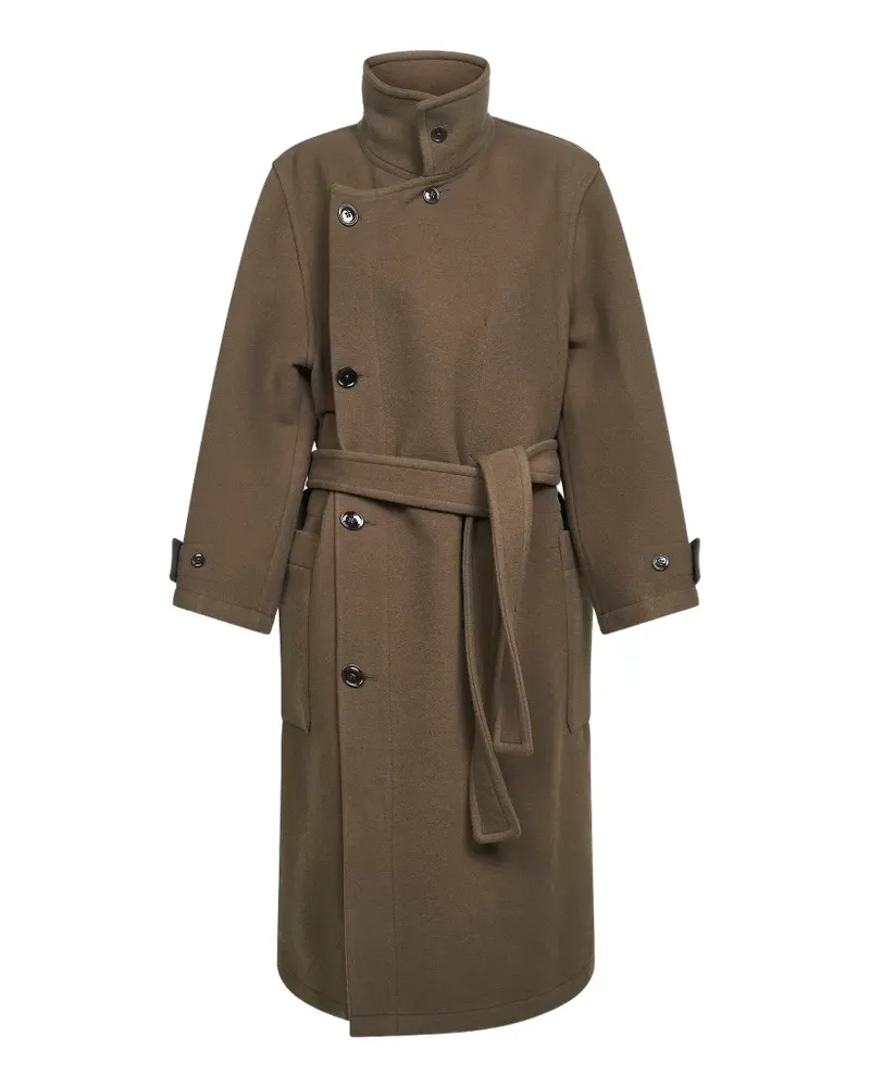 Christophe Lemaire belted wrap-design coat - Braun Braun