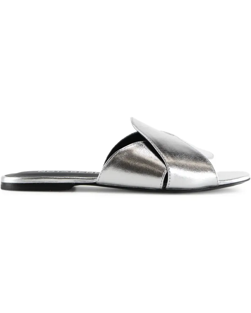 NOTABENE Fanny Pantoletten im Metallic-Look - Silber Silber