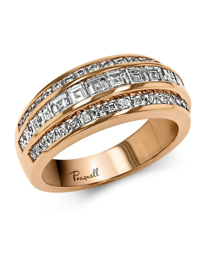 Pragnell 18kt Manhattan Rotgoldring mit Diamanten - Rosa Rosa