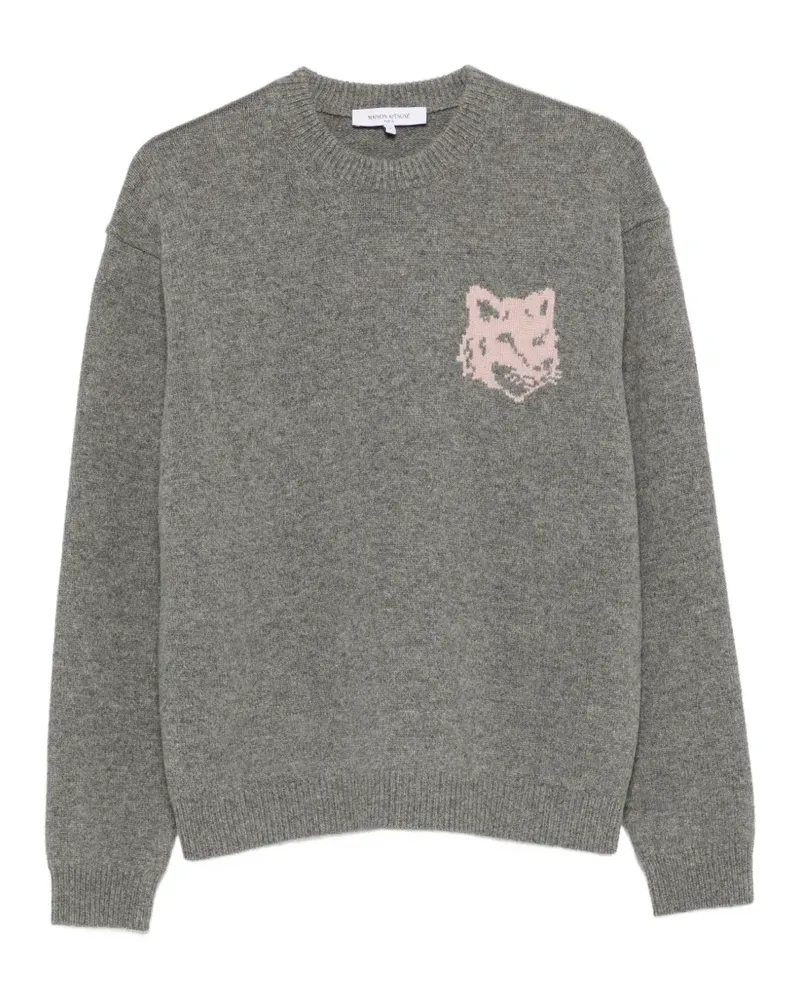 Kitsuné Intarsien-Pullover mit Fuchskopf - Grau Grau