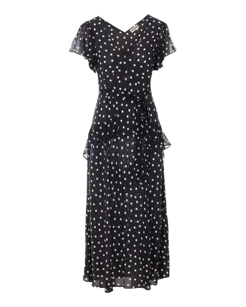 RIXO Evie Bohemia Maxikleid aus Seide mit Polka Dots - Blau Blau