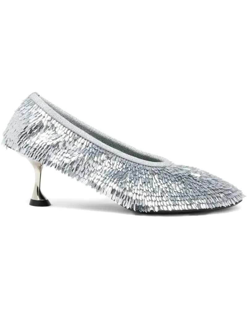 Proenza Schouler Tee Pumps mit Pailletten - Silber Silber