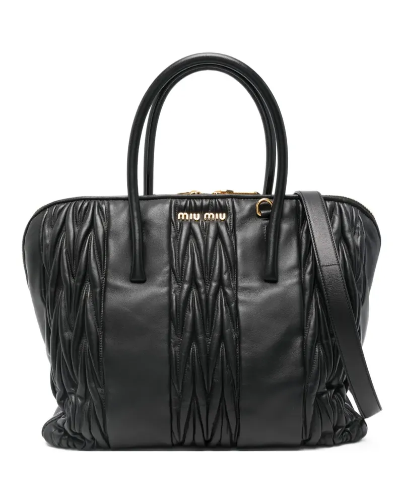 Miu Miu Schultertasche mit Logo-Schild - Schwarz Schwarz