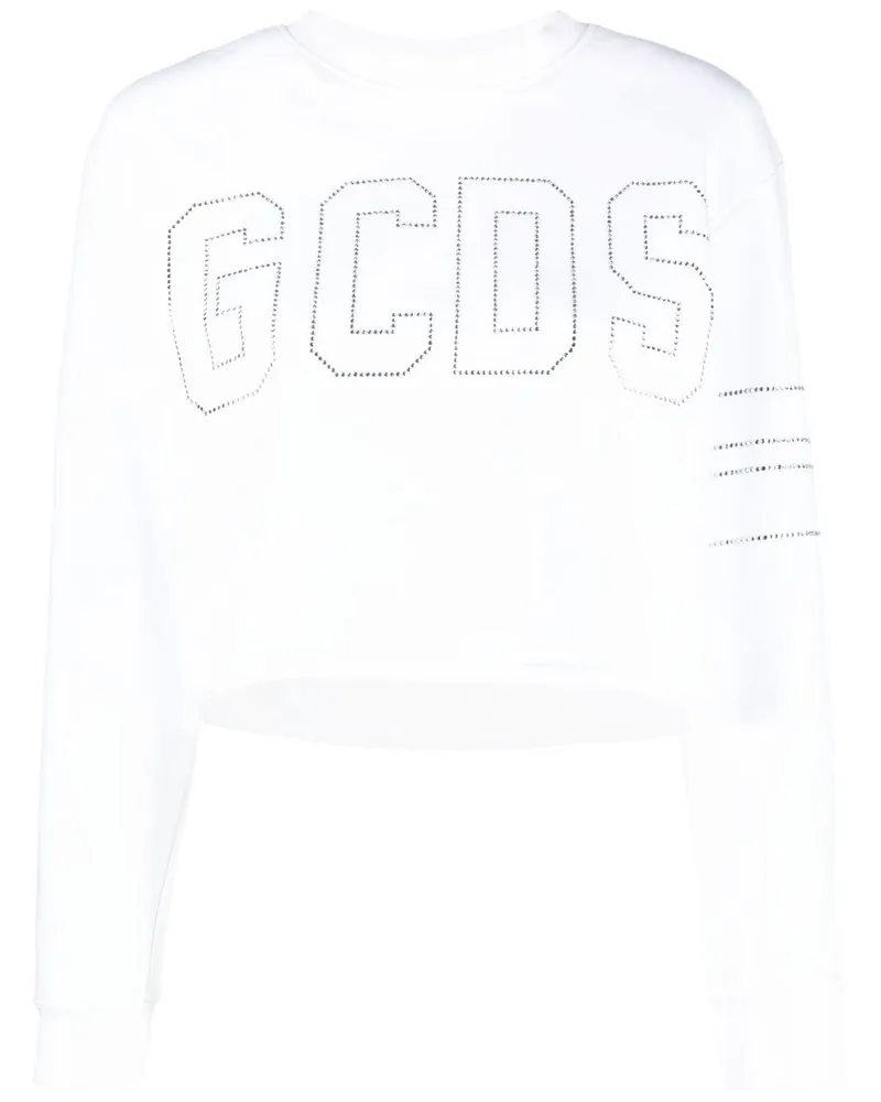 GCDS Cropped-Sweatshirt mit Logo - Weiß Weiß