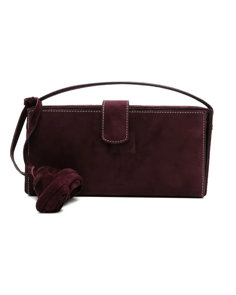 Magda Butrym Apolonia Clutch aus Wildleder mit Rosendetail - Rot Rot