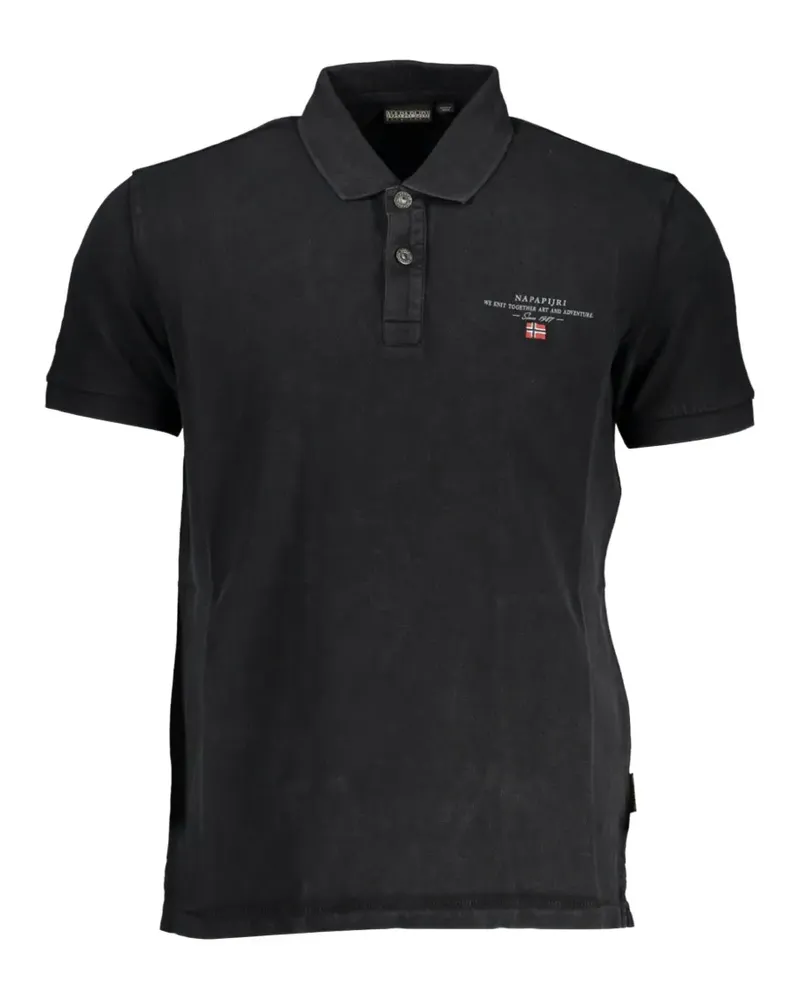 Napapijri Poloshirt mit Logo-Stickerei - Schwarz Schwarz