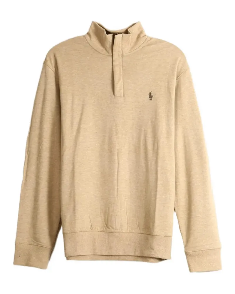 Ralph Lauren Bestickter Pullover mit Viertelreißverschluss - Nude Nude