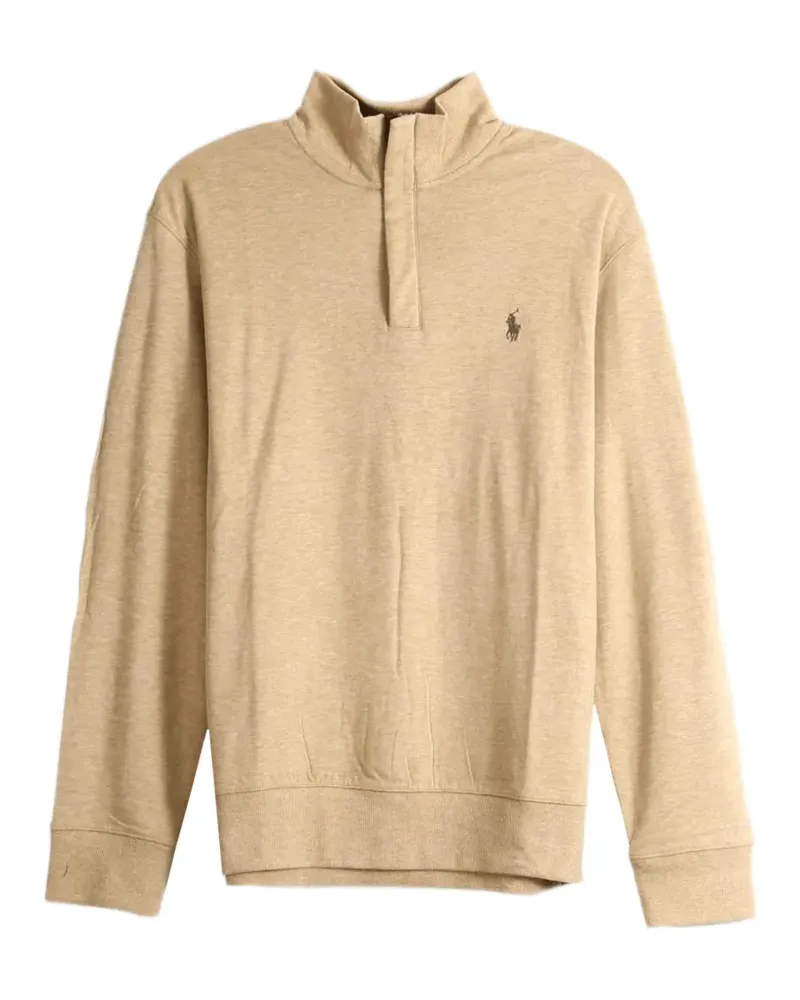 Ralph Lauren Bestickter Pullover mit Viertelreißverschluss - Nude Nude