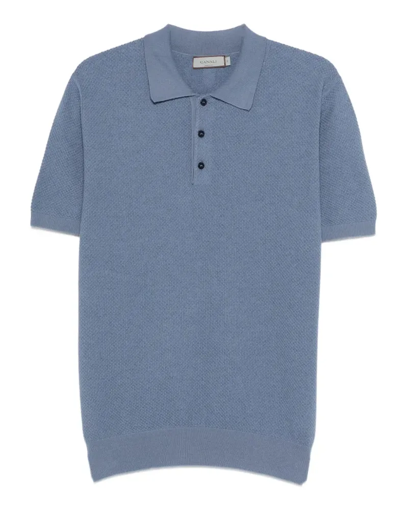 Canali button-down textured polo shirt - Blau Blau