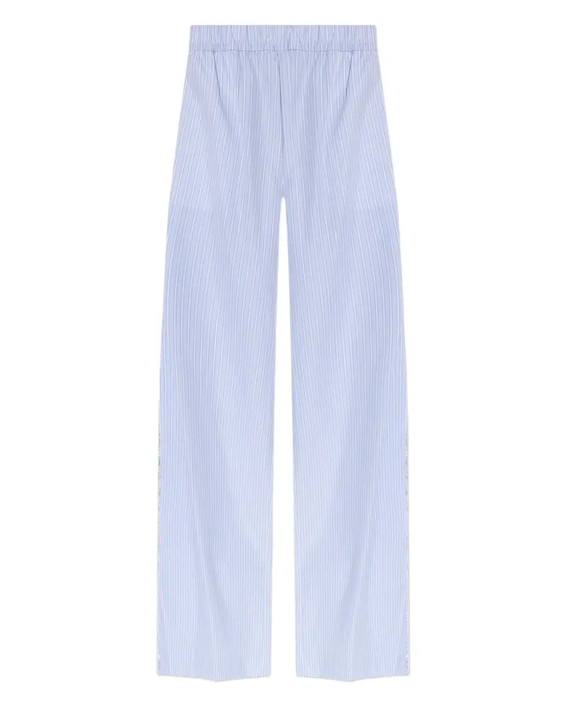 LoveShackFancy Gestreifte Hose mit Spitzenbesatz - Blau Blau