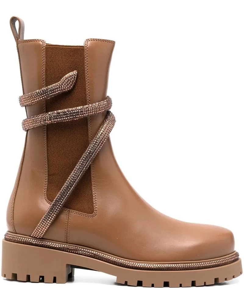René Caovilla Stiefel mit Kristallen - Braun Braun