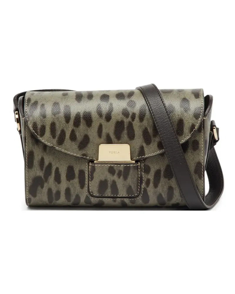 Furla animal-print flap shoulder bag - Grün Grün