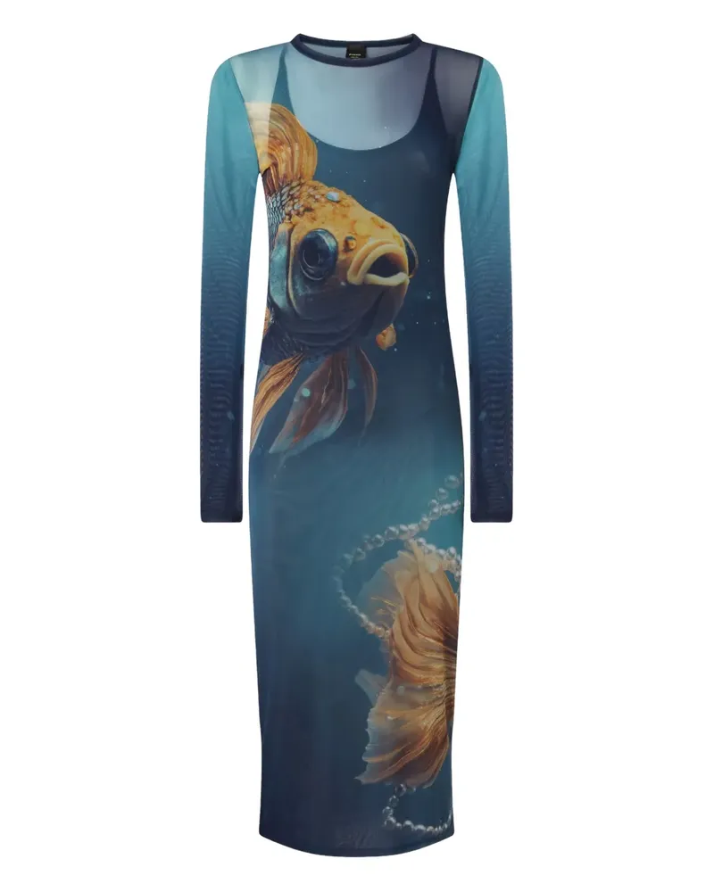 Pinko Midikleid mit Fisch-Print - Blau Blau