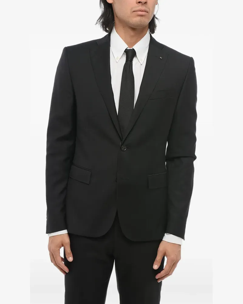 Corneliani single-breasted wool blazer - Schwarz Schwarz