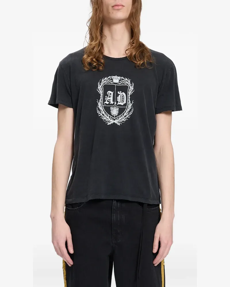 Ann Demeulemeester T-Shirt mit Logo-Print - Schwarz Schwarz
