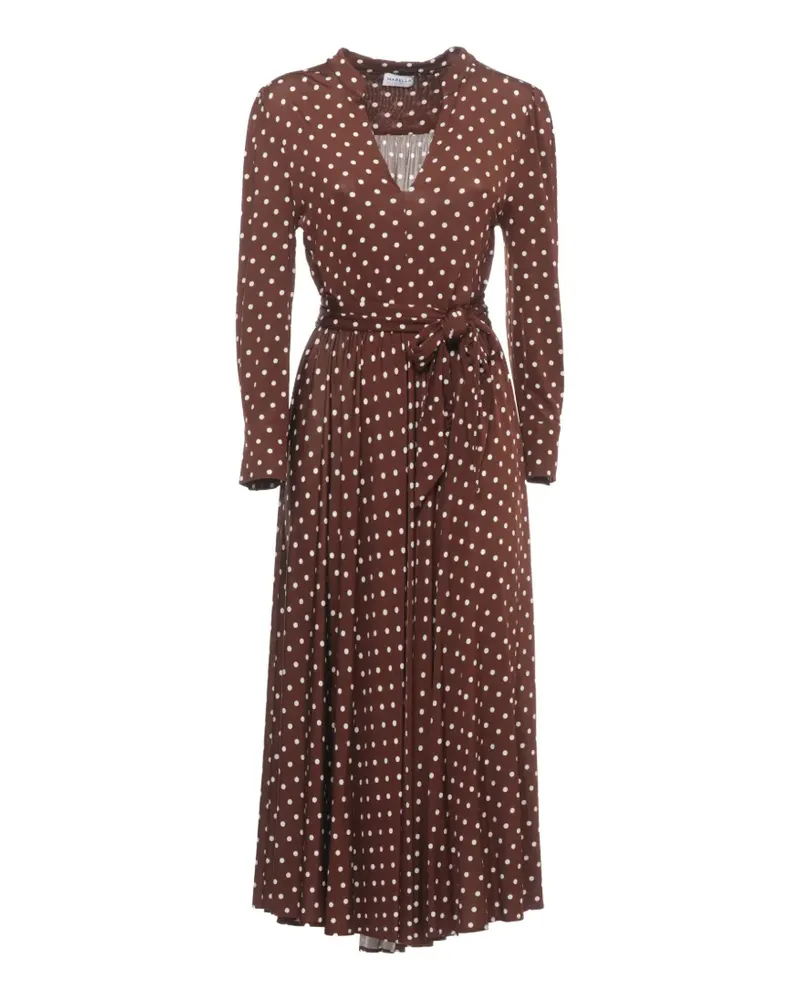 MARELLA MLSANGELO polka-dot belted midi dress - Braun Braun