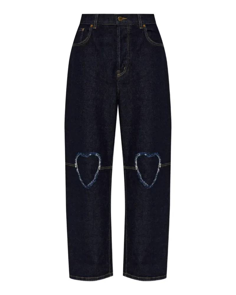 Moschino heart-cut-out frayed jeans - Blau Blau