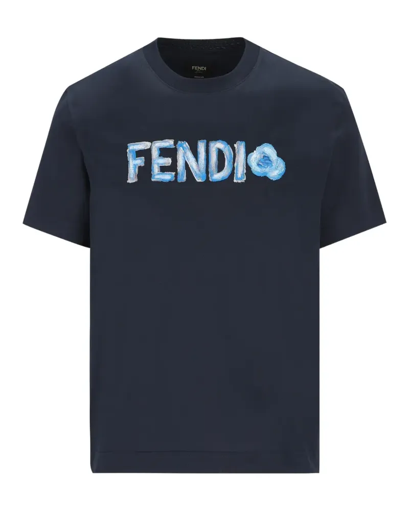 Fendi logo-print T-shirt - Blau Blau