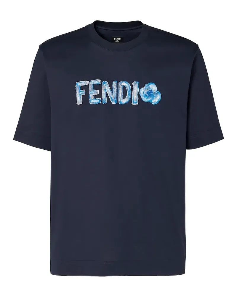 Fendi T-Shirt mit Logo-Print - Blau Blau