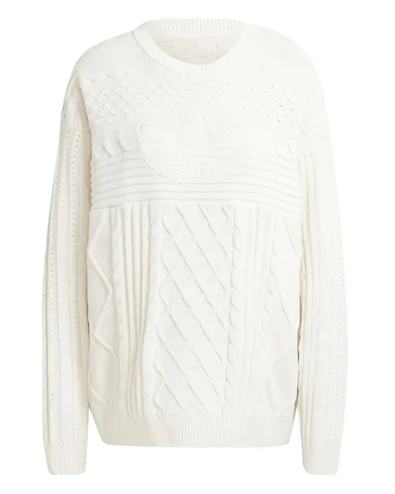 adidas Pullover mit Zopfmuster - Weiß Weiß