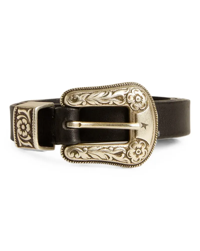 Golden Goose engraved leather belt - Schwarz Schwarz