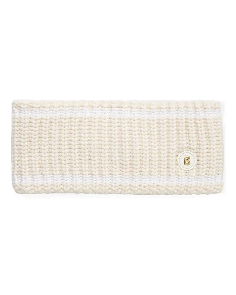 Bogner ribbed-knit logo-plaque headband - Nude Nude