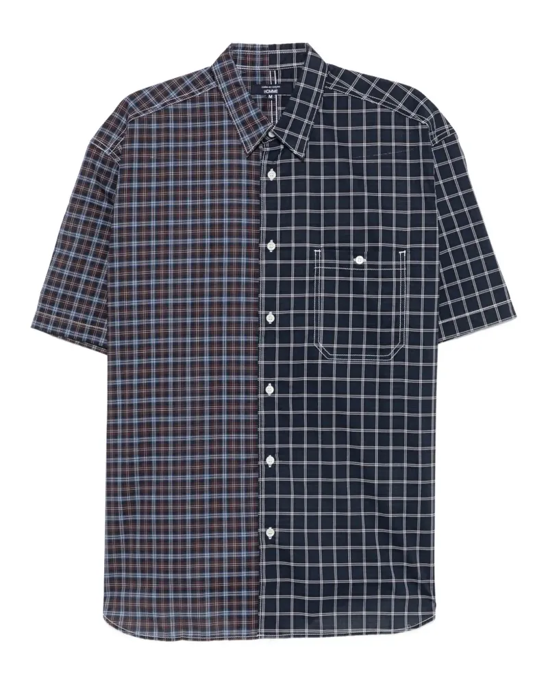 Comme des Garçons panelled checked shirt - Blau Blau