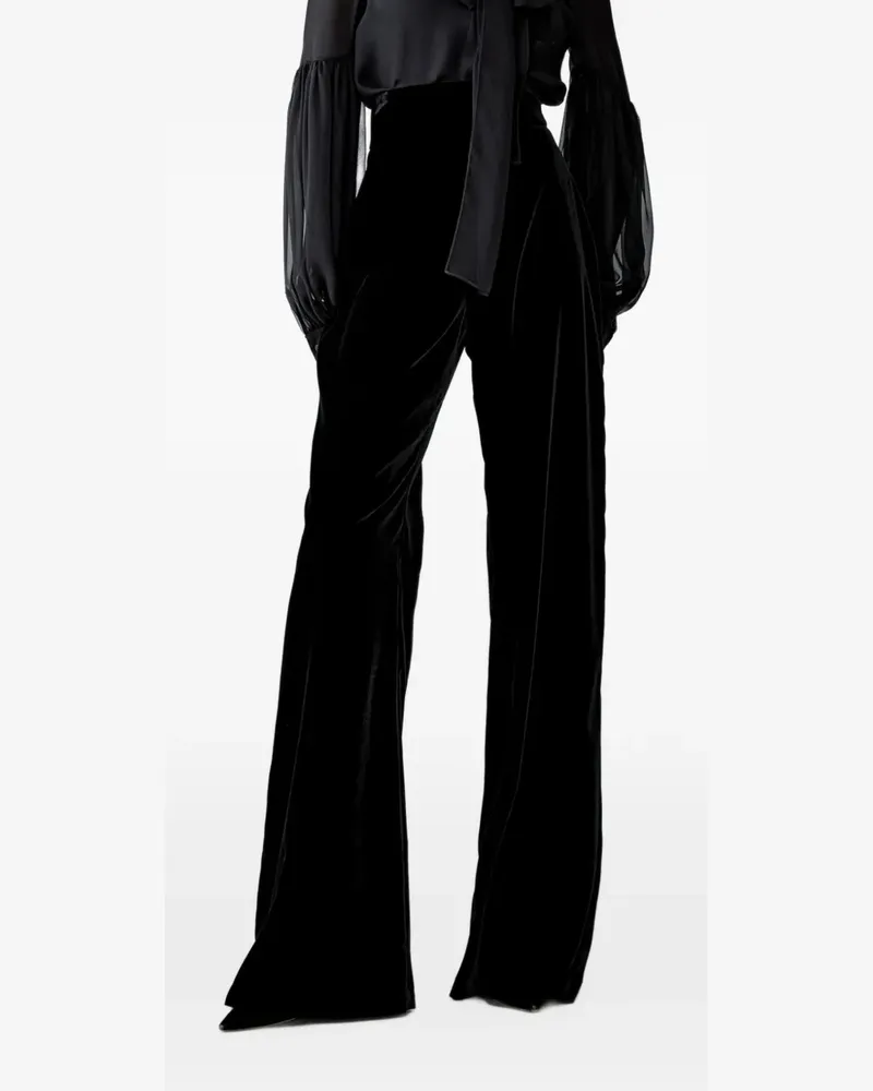 Carolina Herrera New York Diane Wide-Leg-Hose aus Samt - Schwarz Schwarz