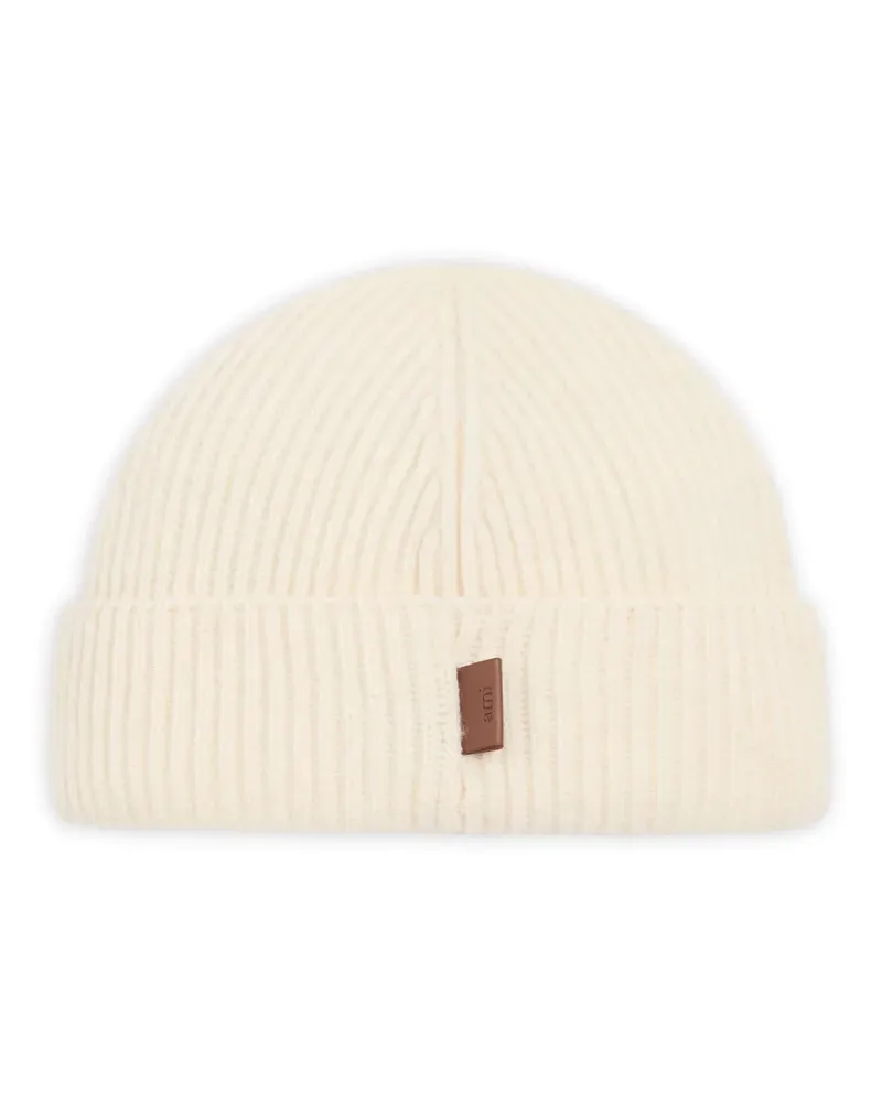 AMI Paris Beanie mit Lederetikett - Nude Nude